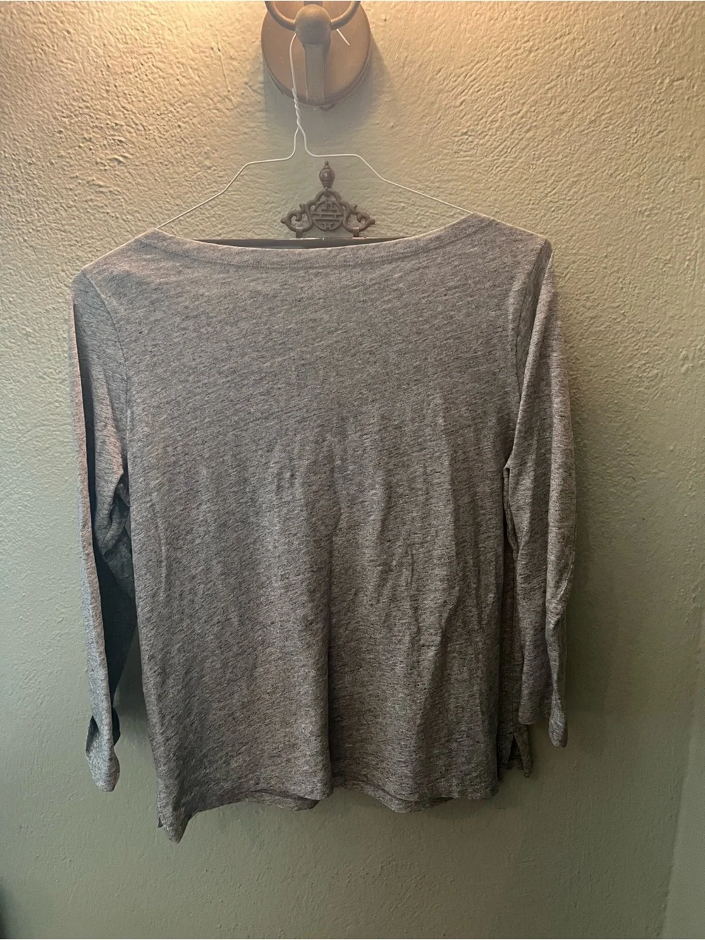 J. Crew Light Heather Gray Boatneck Long Sleeve Top